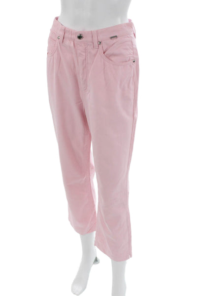 Escada Sport Womens Pink Cotton Capri Pants Button Closure Size 36