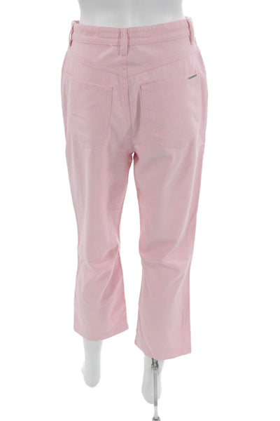 Escada Sport Womens Pink Cotton Capri Pants Button Closure Size 36