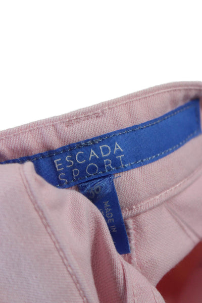Escada Sport Womens Pink Cotton Capri Pants Button Closure Size 36