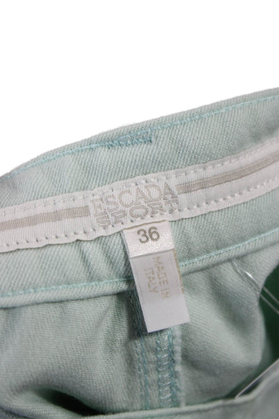 Escada Sport Womens Straight Jeans Green Cotton Size 36