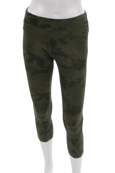 Lululemon Womens Green Camouflage Nylon Capri Leggings Pull On Size 4