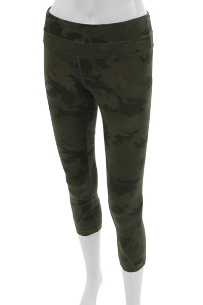 Lululemon Womens Green Camouflage Nylon Capri Leggings Pull On Size 4