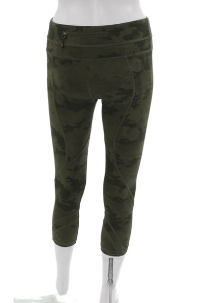 Lululemon Womens Green Camouflage Nylon Capri Leggings Pull On Size 4