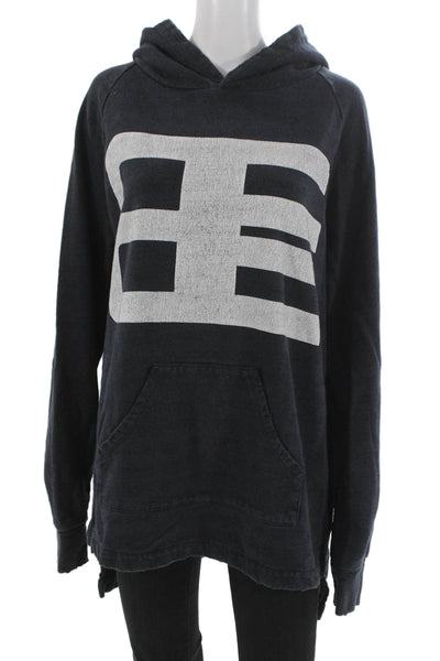 Baja East Unisex Adults Pullover Hoodie Blue Cotton Long Sleeve Size 2