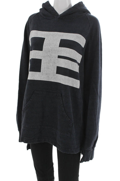 Baja East Unisex Adults Pullover Hoodie Blue Cotton Long Sleeve Size 2