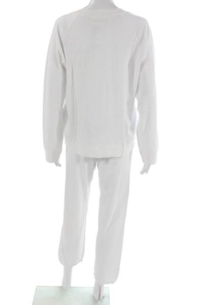 Monrow Women Tropical Floral Polyester Tracksuit Sweatpants White Size L
