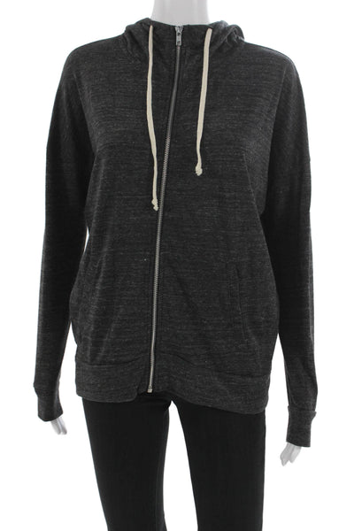 Hipchik Couture Womens Full Zip Floral Hooded Gray Polyester Hoodie Size S