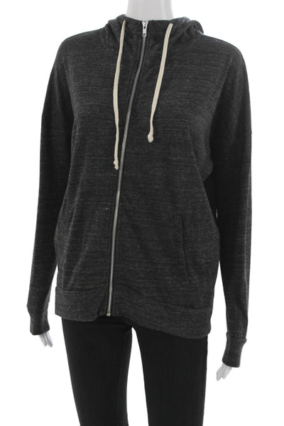 Hipchik Couture Womens Full Zip Floral Hooded Gray Polyester Hoodie Size S