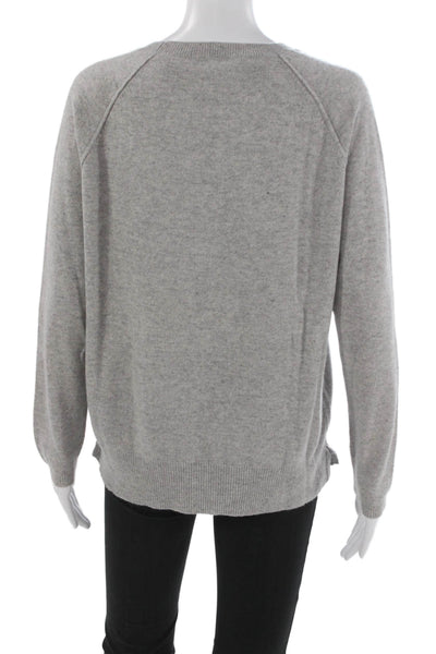 Brodie Women Cashmere Pullover Crew Neck Gray Long Sleeve Size M