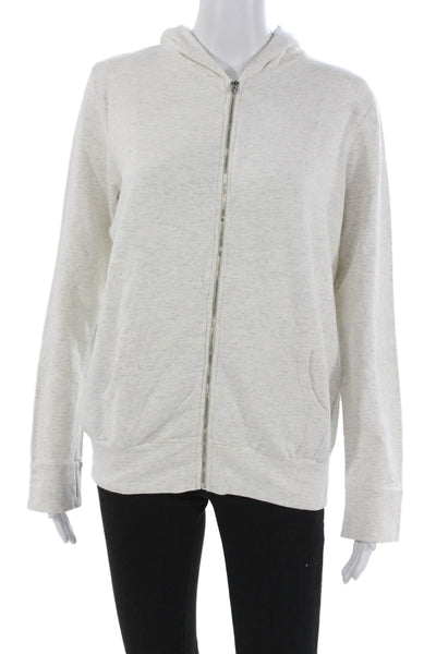 Monrow Womens Full Zip Hoodie Gray Cotton Long Sleeve Size L