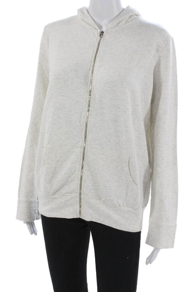 Monrow Womens Full Zip Hoodie Gray Cotton Long Sleeve Size L