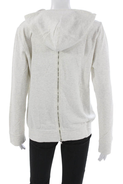 Monrow Womens Full Zip Hoodie Gray Cotton Long Sleeve Size L