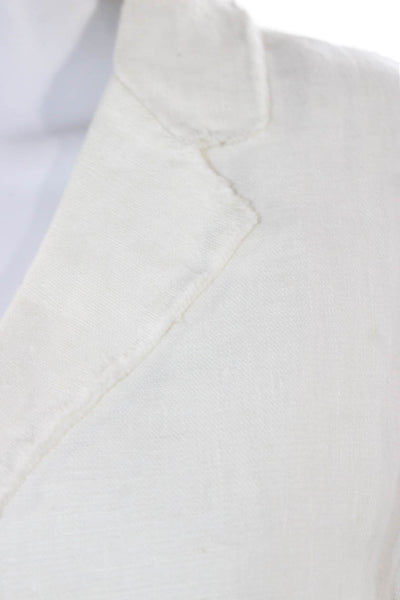 Kes Womens Linen Blazer White Button Long Sleeve Size M
