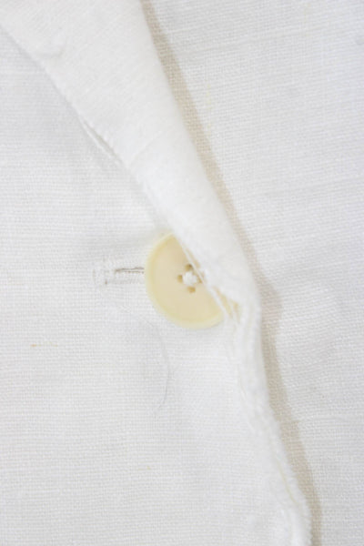 Kes Womens Linen Blazer White Button Long Sleeve Size M