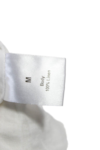 Kes Womens Linen Blazer White Button Long Sleeve Size M