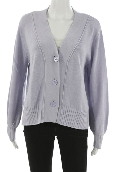 27 Miles Womens Purple Cotton V-Neck Cardigan Long Sleeve Size M