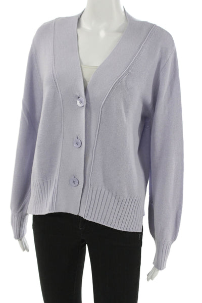 27 Miles Womens Purple Cotton V-Neck Cardigan Long Sleeve Size M