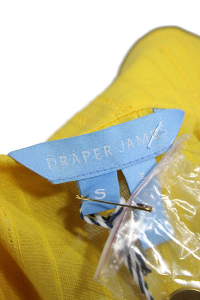 Draper James Women Yellow Cotton Striped Collared 3/4 Sleeve Tunic Size S