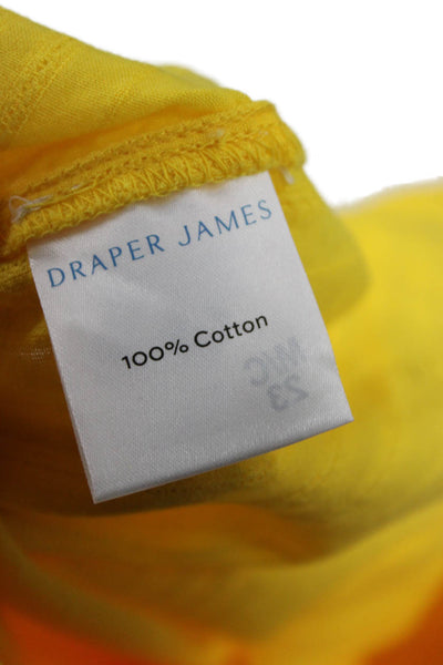 Draper James Women Yellow Cotton Striped Collared 3/4 Sleeve Tunic Size S