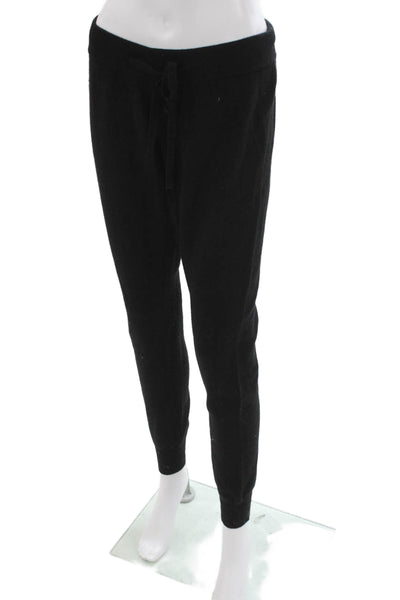 Majestic Filatures Women Black Wool Jogger Pants Drawstring Solid Fall Size 1