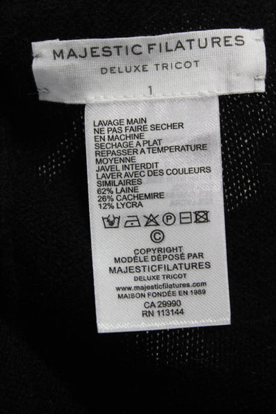 Majestic Filatures Women Black Wool Jogger Pants Drawstring Solid Fall Size 1