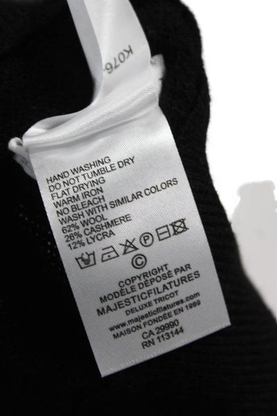 Majestic Filatures Women Black Wool Jogger Pants Drawstring Solid Fall Size 1