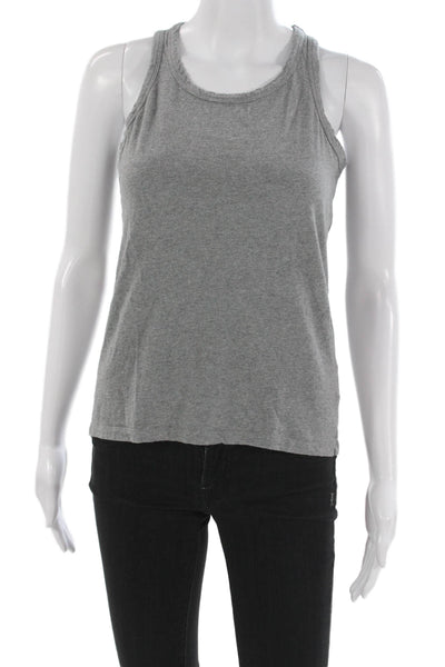 Majestic Filatures Womens Basic Cotton Sleeveless Tank Round Neck Gray Size 2
