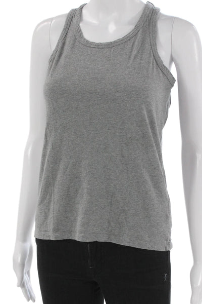 Majestic Filatures Womens Basic Cotton Sleeveless Tank Round Neck Gray Size 2