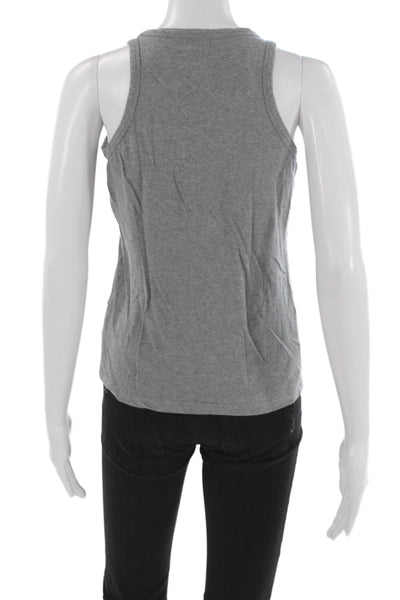 Majestic Filatures Womens Basic Cotton Sleeveless Tank Round Neck Gray Size 2