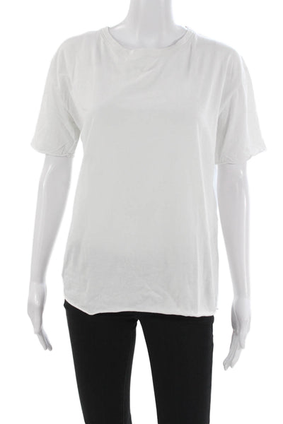 Alo Womens Basic White Cotton Crew Neck T-Shirt Short Sleeve Size S