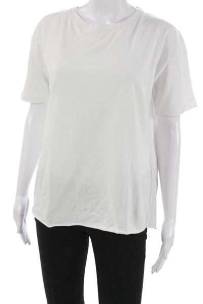Alo Womens Basic White Cotton Crew Neck T-Shirt Short Sleeve Size S