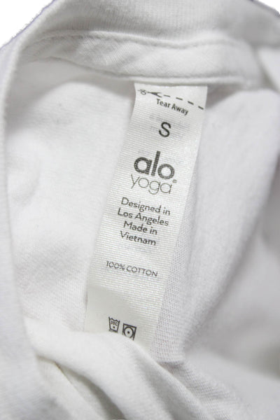 Alo Womens Basic White Cotton Crew Neck T-Shirt Short Sleeve Size S