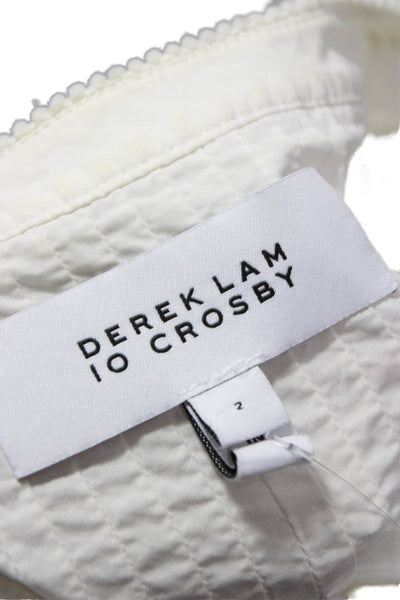 Derek Lam 10 Crosby Womens White Tunic Blouse V-Neck 3/4 Sleeve Cotton Size 2