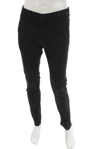Uniqlo Mens Black Cotton Chino Pants Button Closure Size 32
