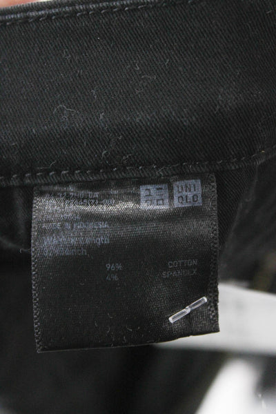 Uniqlo Mens Black Cotton Chino Pants Button Closure Size 32