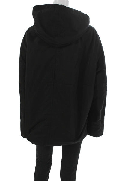 Vince Unisex Adults Black Parka Jacket Zip Polyester Size XL