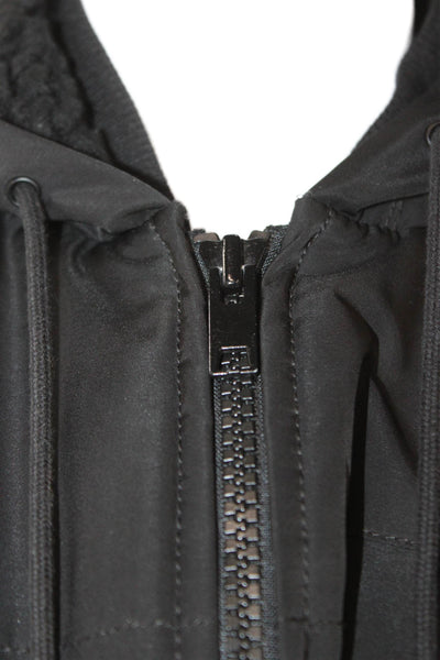 Vince Unisex Adults Black Parka Jacket Zip Polyester Size XL