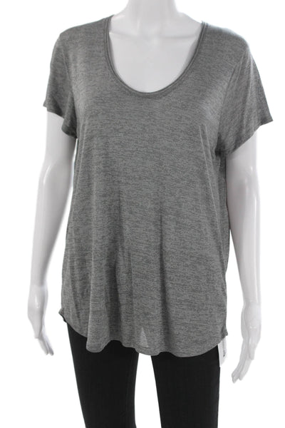 Vince Womens Basic Scoop Neck Short Sleeve T-Shirt Gray Size L