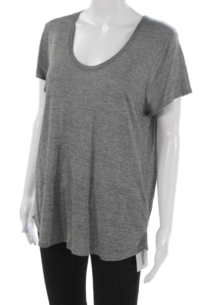 Vince Womens Basic Scoop Neck Short Sleeve T-Shirt Gray Size L