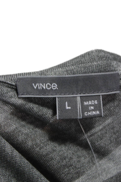 Vince Womens Basic Scoop Neck Short Sleeve T-Shirt Gray Size L