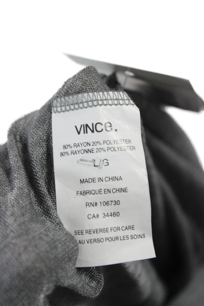 Vince Womens Basic Scoop Neck Short Sleeve T-Shirt Gray Size L