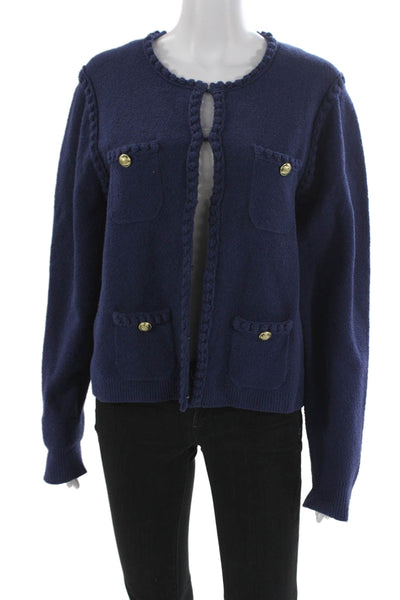 J Crew Womens Cotton Blue Cardigan Long Sleeve Round Neck Size XL