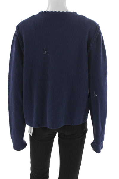 J Crew Womens Cotton Blue Cardigan Long Sleeve Round Neck Size XL