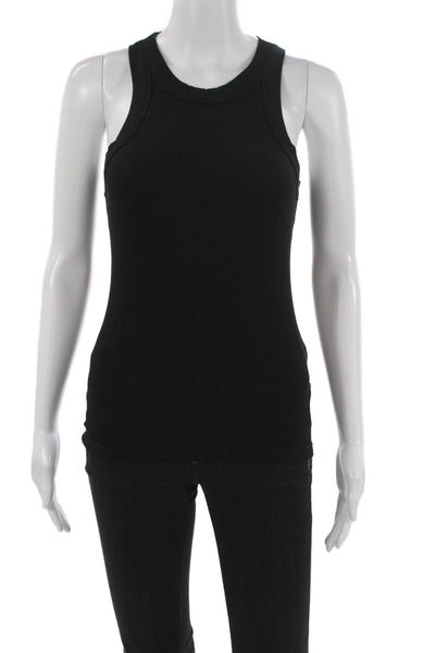 Wesley Women Basic Tank Black Tencel Round Neck Sleeveless Pullover Size L