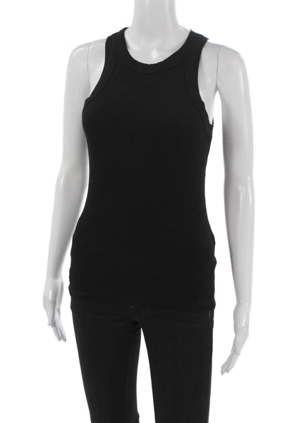 Wesley Women Basic Tank Black Tencel Round Neck Sleeveless Pullover Size L