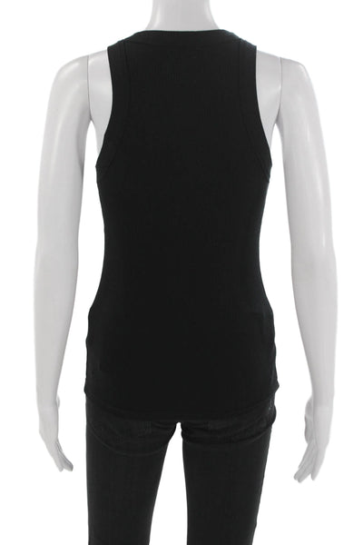 Wesley Women Basic Tank Black Tencel Round Neck Sleeveless Pullover Size L