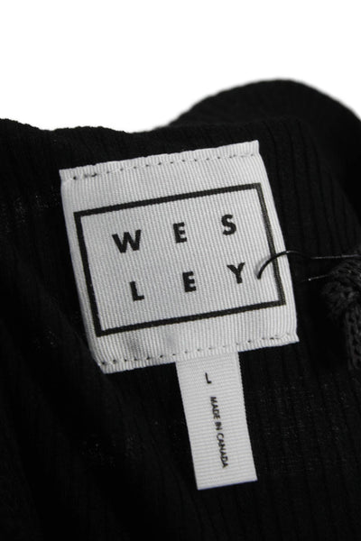 Wesley Women Basic Tank Black Tencel Round Neck Sleeveless Pullover Size L