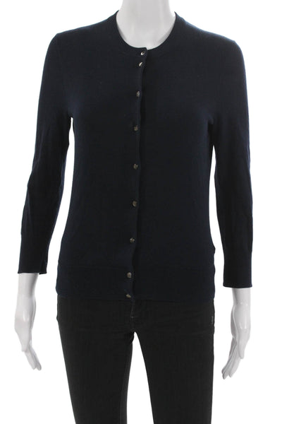 J Crew Womens Blue Cotton Crew Neck Long Sleeve Cardigan Size S