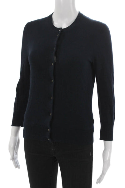 J Crew Womens Blue Cotton Crew Neck Long Sleeve Cardigan Size S