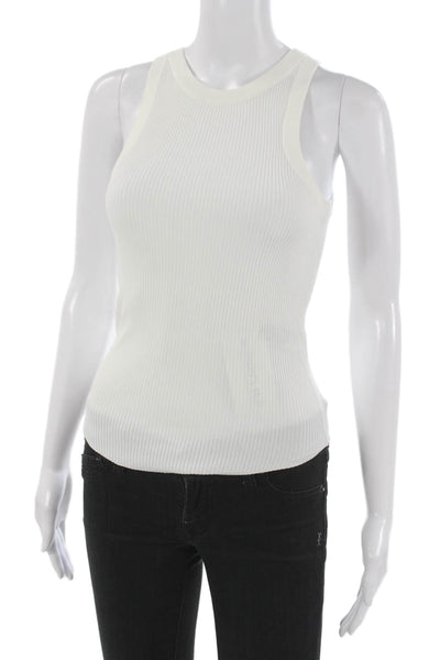 Zara Women Basic Sleeveless High Neck Viscose Tank Pullover White Size S